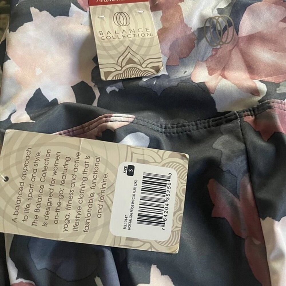 Balance Collection Floral Print Dry-Wik High Rise Contender 25" Ankle Leggings S - Picture 7 of 8